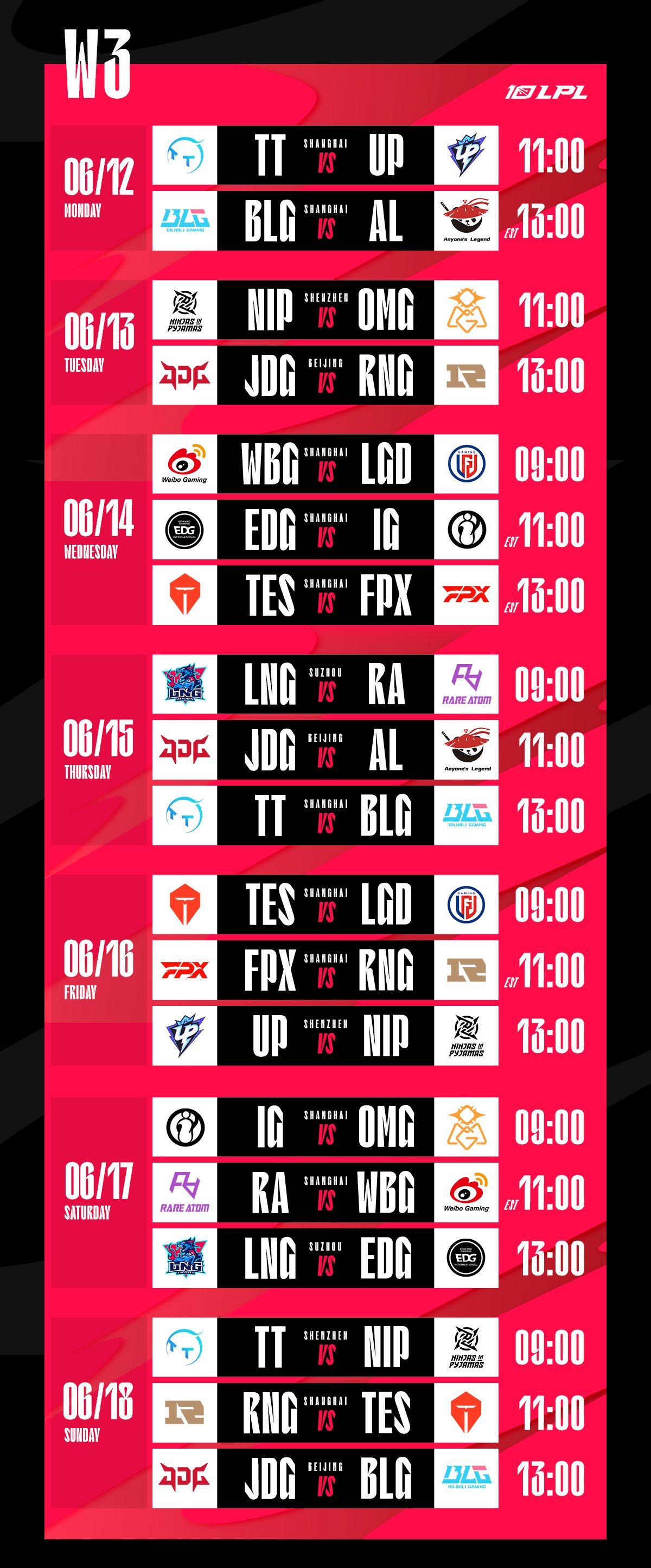 LPL on Twitter "🚨 The 2023 LPL Summer Split Regular Season Schedule