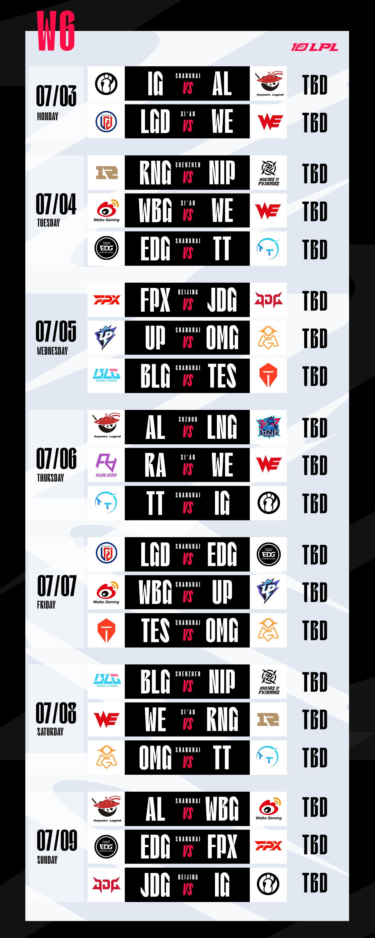 LPL on Twitter "🚨 The 2023 LPL Summer Split Regular Season Schedule