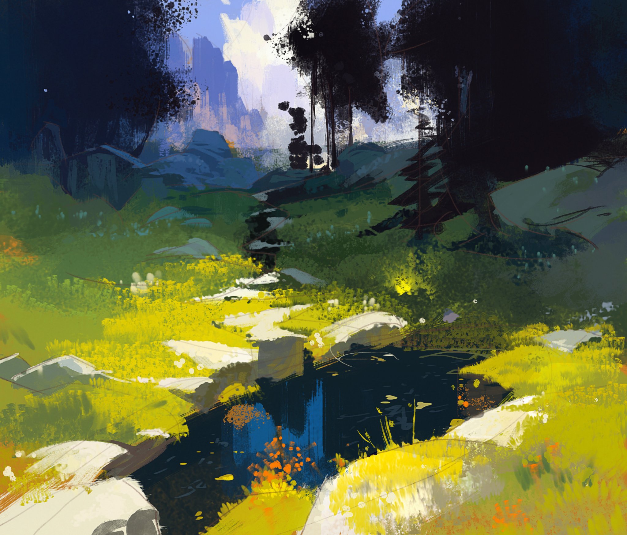 Nathan Fowkes Art on Twitter "Sierra pond. https//t.co/lsqRNg5Hc5