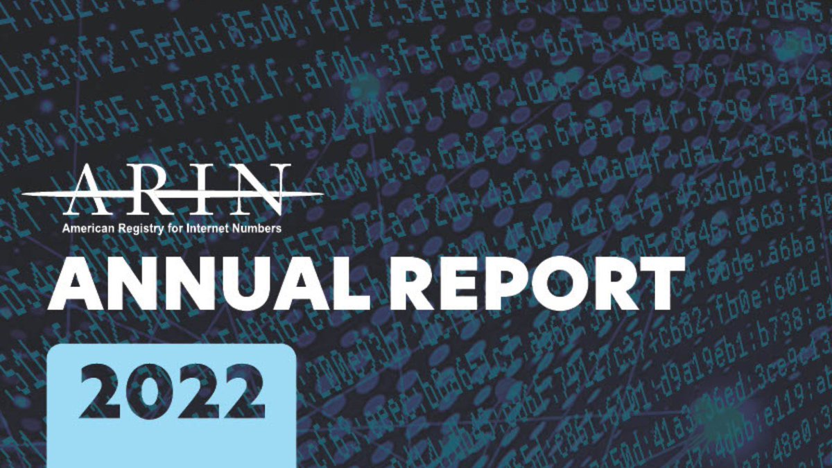 Our 2022 Annual Report is here! It contains information about the activities of the ARIN staff, Board of Trustees, and Advisory Council. You'll also find summaries of accomplishments, statistics, and ARIN’s activities within the global Internet community: arin.net/announcements/…