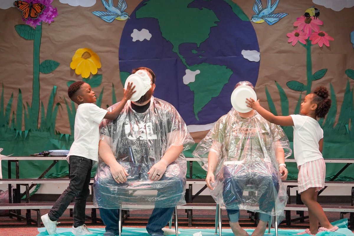 BryanISD's tweet photo. Campus staff at @Branch_BISD were recently in the "hot seat" to get whipped topping in their face! And a group of students also got to help tape the principal & assistant principal to the flag pole! All this was a reward for raising money for the #BranchElementaryPTO fundraiser! https://t.co/qNTXy2qbsD