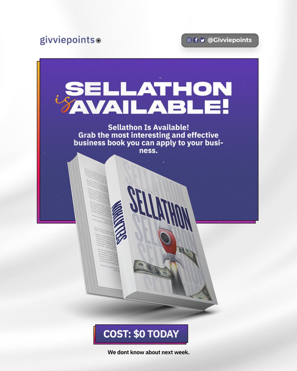 givviepoints's tweet photo. Unlock your business's true potential with this captivating and transformative book. Ignite your sales, embrace an entrepreneurial mindset, and build a winning business. 

Grab your copy here https://t.co/NM4ihEbP4b today and witness unprecedented success! 💥🌟

#Sellathon https://t.co/CEpHljmkPe