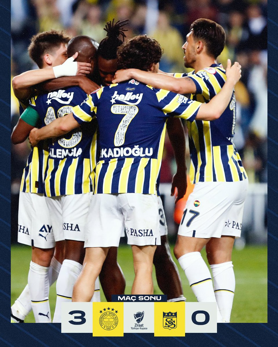Ziraat Türkiye Kupası'nda finaldeyiz! 💪

Maç sonucu: Fenerbahçe 3-0 D.G. Sivasspor 

#ZTK #FBvSVS