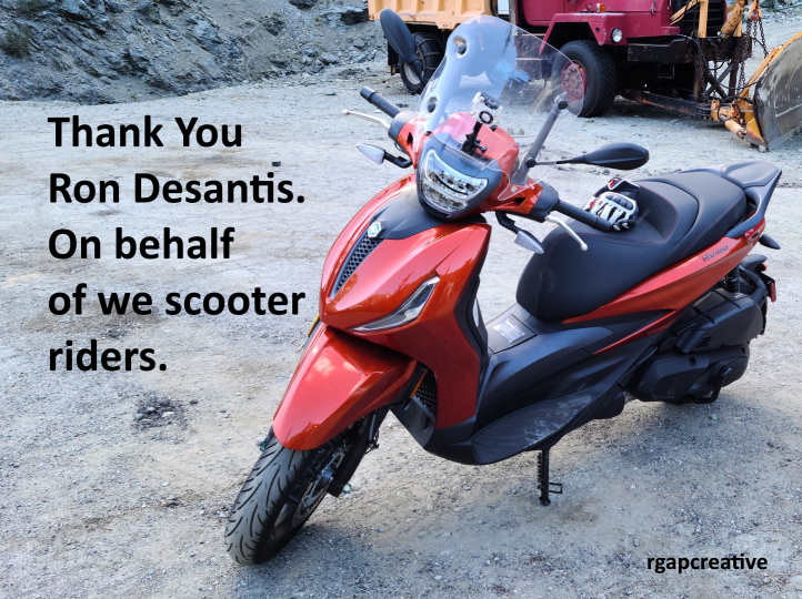 RGAPCreative's tweet photo. @GovRonDeSantis Thank you making the roads safer #RonDeSantis
#Piaggio #Vespa #maxiScooters #Scooters #Riders https://t.co/EaK4e018R9