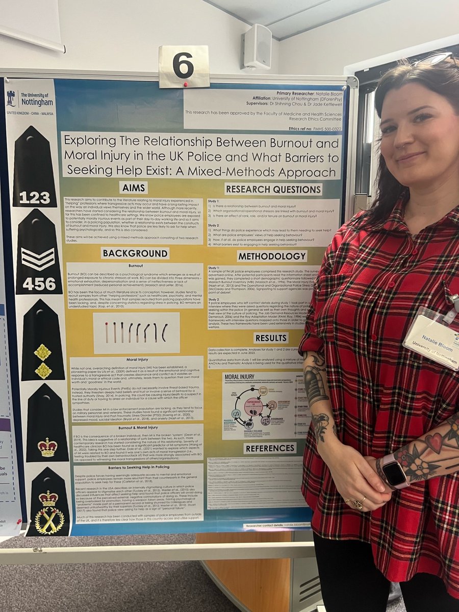 Shihning Chou (@shihningchou) on Twitter photo It was really nice to see doctorate students presenting their work on <a href="/InstituteMH/">The Institute of Mental Health</a> Research Day today. Delighted to see Natalie present her novel research on moral injury and burnout in UK police <a href="/jade_kettlewell/">Dr Jade Kettlewell</a> <a href="/MedicineUoN/">Uni of Nottingham School of Medicine #WeAreUoN</a> It was really nice to see doctorate students presenting their work on <a href="/InstituteMH/">The Institute of Mental Health</a> Research Day today. Delighted to see Natalie present her novel research on moral injury and burnout in UK police <a href="/jade_kettlewell/">Dr Jade Kettlewell</a> <a href="/MedicineUoN/">Uni of Nottingham School of Medicine #WeAreUoN</a>