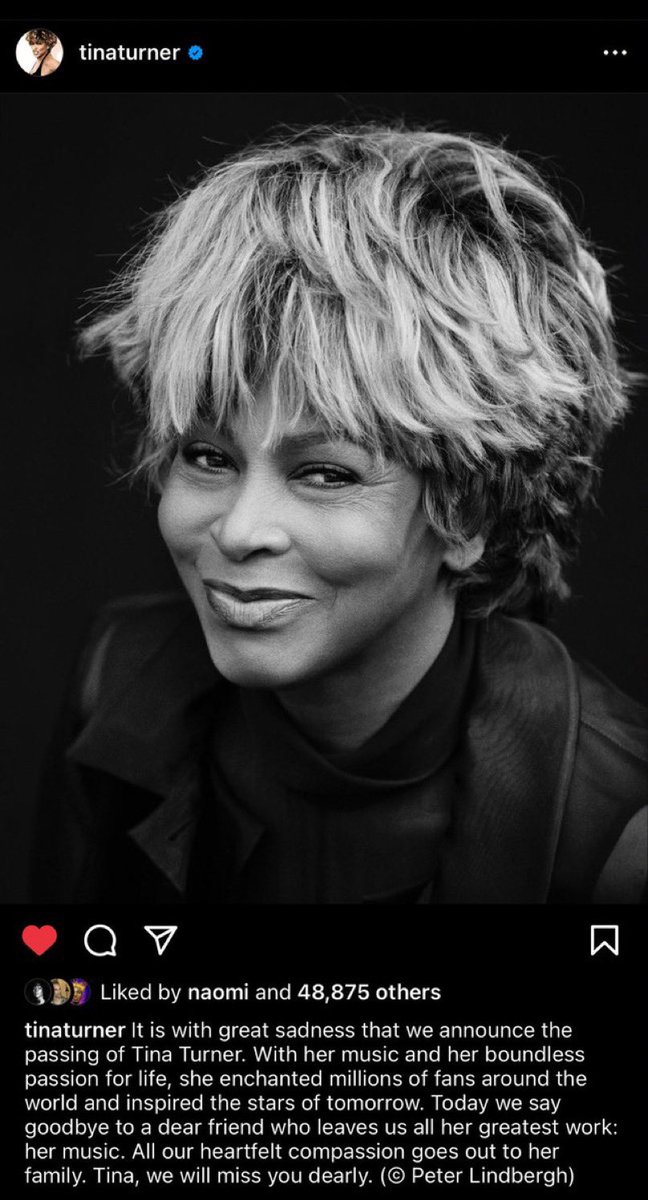 iamMZENVY's tweet photo. RIP QUEEN @tinaturner 💔🕊️ https://t.co/6qTLj1IGgF