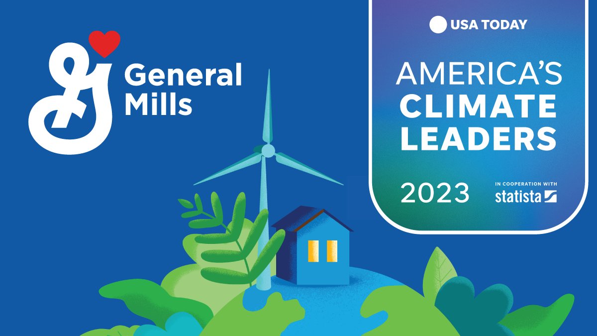 We’re proud to be named one of America’s Climate Leaders 2023 by @USATODAY.

For more than 150 years, General Mills has been focused on doing good by putting the people we serve and the planet we depend on at the heart of our business. bit.ly/3qdRjrx #GStandsforGood