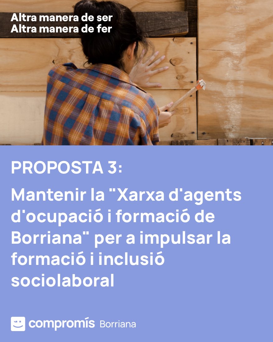 CBorriana's tweet photo. 🟠 Propostes TOP del nostre programa: OCUPACIÓ

👉Teniu l’enllaç al programa complet en el nostre perfil 👤

#altramaneradeser
#altramaneradefer https://t.co/xLx1qtGEqX