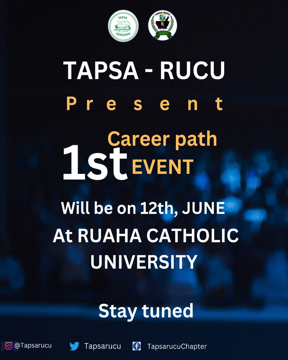 OUR CAREER PATH EVENT WILL BE HELD ON 12TH JUNE.

WHAT TOPIC WILL BE DISCUSSED ?? 
Stay tuned 🔥🔥 

<a href="/tapsa_zsh/">Tapsa_zsh</a> 
<a href="/tapsastjohn/">TAPSA</a> 
<a href="/tapsaccohass/">tapsaccohas</a> 
<a href="/tapsacuhas/">TAPSA-cuhas</a> 
<a href="/Tapsaksp/">TAPSA ksp</a> 
<a href="/tapsatanzania/">TAPSA Tanzania</a>
