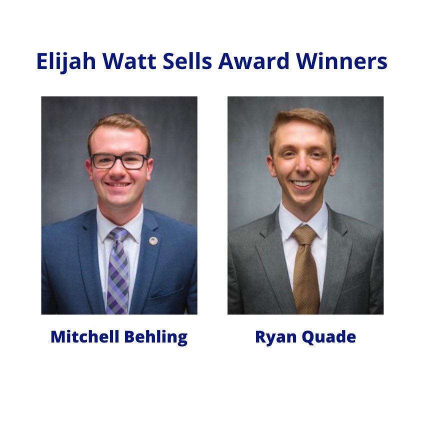 Congratulations to Mitchell Behling and Ryan Quade for winning the Elijah Watt Sells Award!

BYU Marriott’s School of Accountancy has the longest streak of EWS award-winners, the only school in the nation that has had at least one award winner every year since 2008.