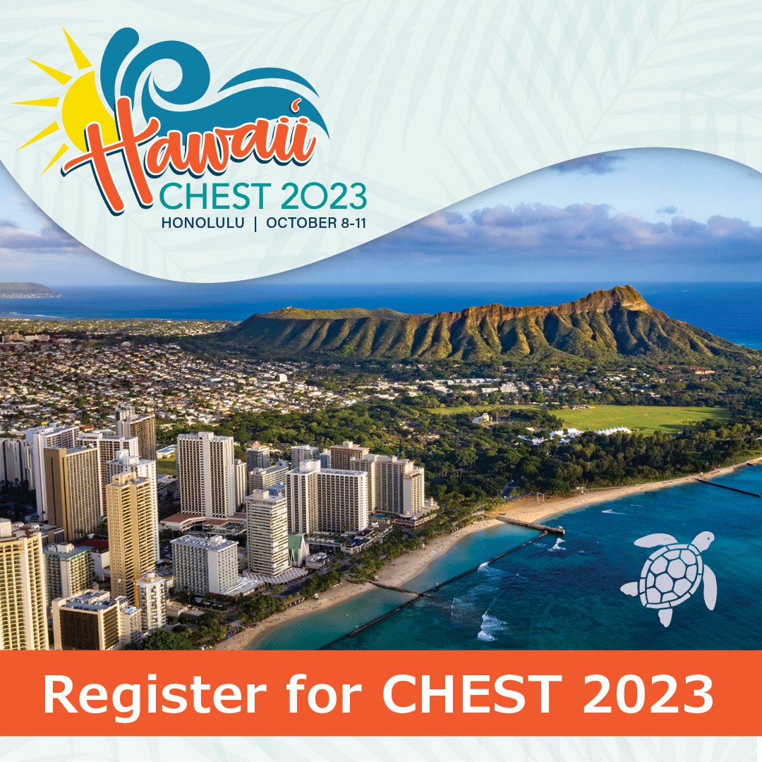 Registration for #CHEST2023 is now open! 📣 Attend the chest medicine conference of the year in the beautiful state of Hawaiʻi. 🌺 Register here: hubs.la/Q01QXZcV0
#MedTwitter