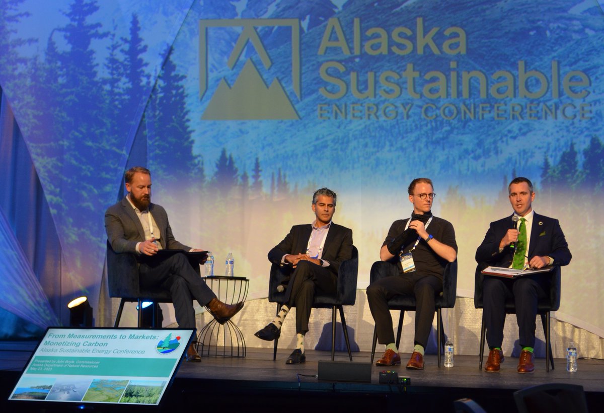 AKDNR_Official's tweet image. &quot;Our management and our stewardship of boreal forests is key to enabling these forests to be healthy and absorb carbon.&quot; - #AKDNR Commissioner Boyle speaking at #ASEC2023 &quot;From Measurements to Markets: Monetizing Carbon&quot; with @CoffmanEngineer, #LapisEnergy &amp;amp; #HartreePartners