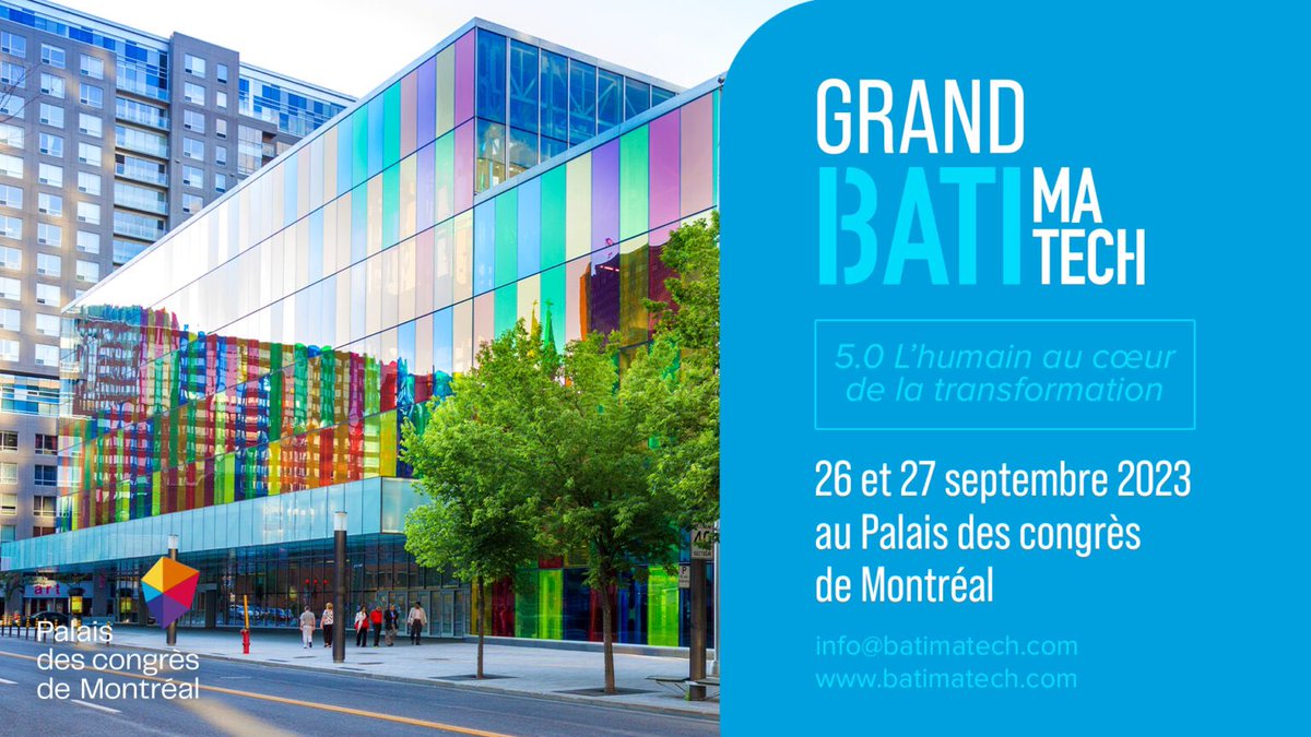 Batimatech fait son entrée au Palais des congrès de Montréal avec la 8ème édition du Grand Batimatech! Rejoignez-nous les 26 et 27 septembre 2023 dans ce lieu emblématique de Montréal pour un événement inoubliable. 
#Construction #Immobilier #Innovation #batimatech #ESG