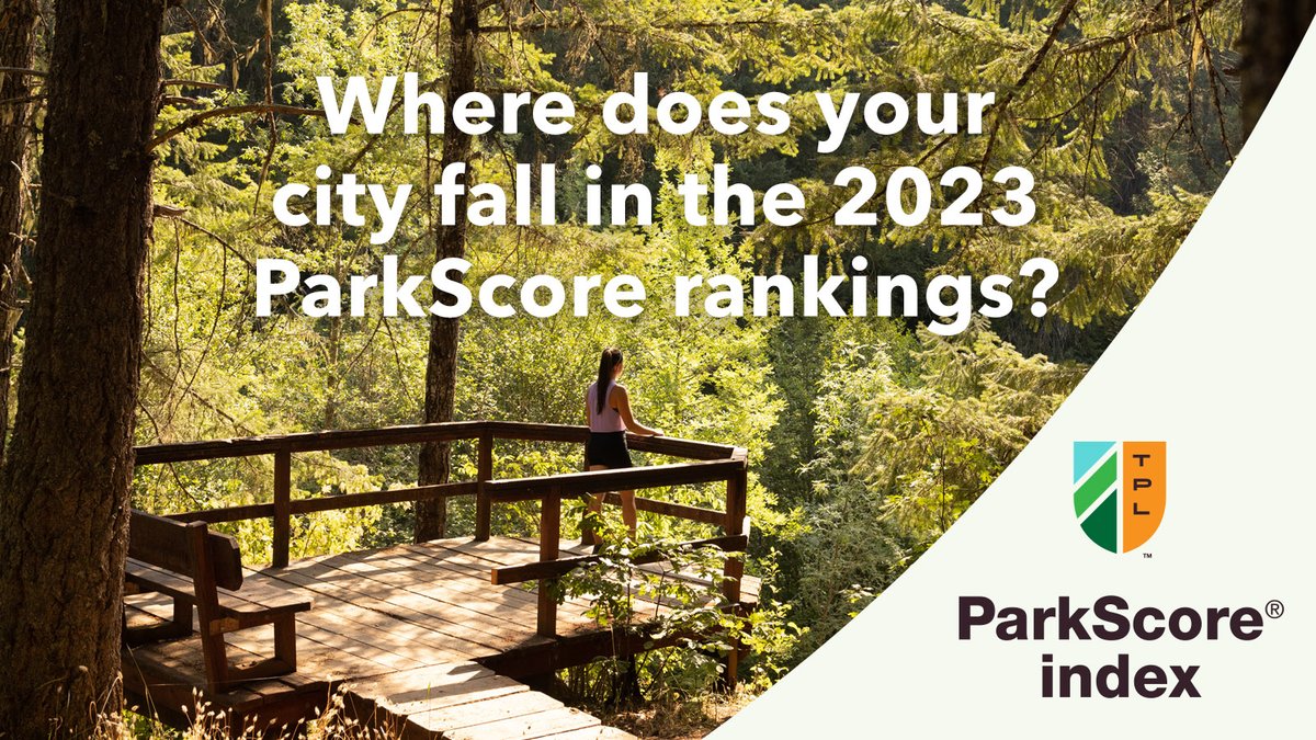 Just released: @tpl_org’s 2023 ParkScore® report, which highlights the power of parks and their effect on health. Across the country, parks departments and their partners are leveraging parks to improve health. See how your city ranks. tpl.org/parkscore #TPLParkScore #TPL50