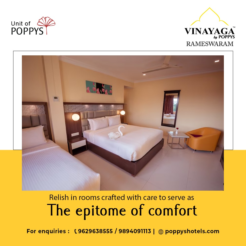 Comfortable places for your destination’s desired, VINAYAGA, Rameshwaram By POPPYS.
.
#VinayagabyPoppys #VinayagaHotel #HotelsinRameswaram #Rameswaramdiaries #travelstories #Rameswaram #SafehotelsinRameswaram #StaysinRameswaram #RameswaramHotels