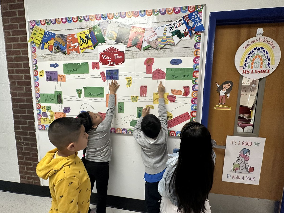 IanthaLasoce's tweet image. We celebrated learning our vowel teams by creating a “Vowel Team Town”!So stop by to discover that there are vowel teams all around us! How many Vowel Team words can you find? So much creativity, collaboration &amp;amp; teamwork by my Wildcat Readers. #IMSE #SoR #structuredliteracy