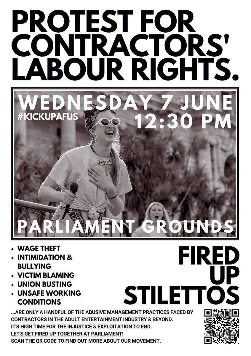 Firedupstiletto's tweet photo. Are you a contractor fed up with the lack of rights you have as a worker? Are you sick of excessive profiting off your hard mahi? Do you want the government to put contractors’ 
rights back on the table? Share &amp; join us at Parliament to raise your voice for change! #kickupaFUS https://t.co/B0El5zpqOS