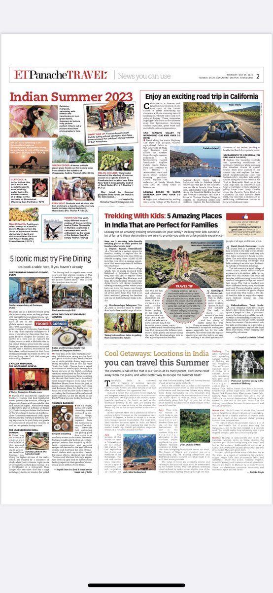 Pick your summer delight today (May 25, 2023) a Free copy of ET-PanacheTravel with The Economic Times in Mumbai, Del, Bengaluru, Chennai and Ahmedabad. 

<a href="/VisitDubai_IN/">Visit Dubai IN</a> <a href="/DubaiDET/">Dubai's Department of Economy and Tourism</a> <a href="/VisitCA/">Visit California</a> <a href="/ExperienceAlUla/">Experience AlUla</a> <a href="/AlUlaMoments/">AlUla Moments لحظات العلا</a> <a href="/EconomicTimes/">Economic Times</a> 
<a href="/Nimitiwari/">Nimisha Tiwari</a> 
#summer #vacations #tourism