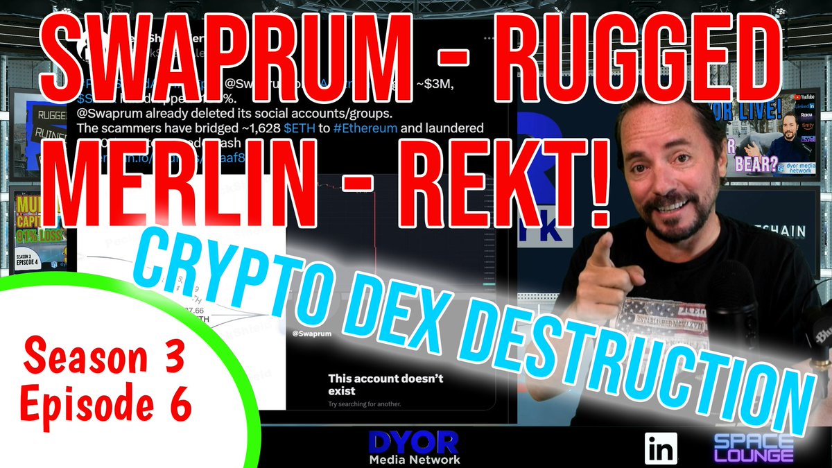 Striking_Balls's tweet photo. Season 3 Ep 6 of Rugged Ruined &amp; REKT, Crypto's entertainment show. If you can binge @netflix why not DYOR Media???!!?? #Swaprum and #mage #merlin dex. #xirtam gets the RRR treatment too!   
@AnonyDoxx @Auditchain #dyor #crypto #dex
Watch here! 
https://t.co/NJCTdOEpqf https://t.co/GlR5eefEdp