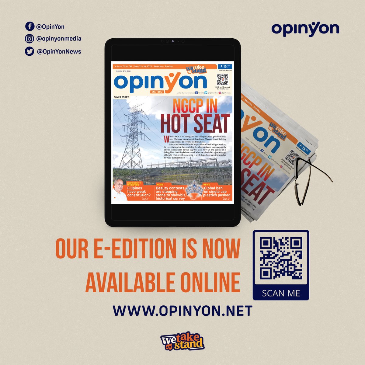 OpinYonNews's tweet photo. "NGCP IN HOT SEAT"
OPINYON METRO VOL. 13 NO. 30 E-NEWSPAPER EDITION IS NOW AVAILABLE ‼️‼️
Basahin dito: 👇👇
https://t.co/zgEre7hg59
https://t.co/zgEre7hg59
#OpinYon #emagazine #NGCP #Hot #Seat #HotSeat #News #OpinyonMetro https://t.co/0vmjleqd8r
