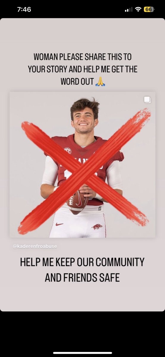 501queenbee's tweet photo. 🔴 Arkansas QB being accused of multiple rapes on UofA campus, and at his former college. 

To view the info, go to kaderenfroabuse on Insta. 

If you have any information, please reach out to authorities. Please. 

I’ve been told an investigation is ongoing. 🔴 https://t.co/FVMXDd7pjO