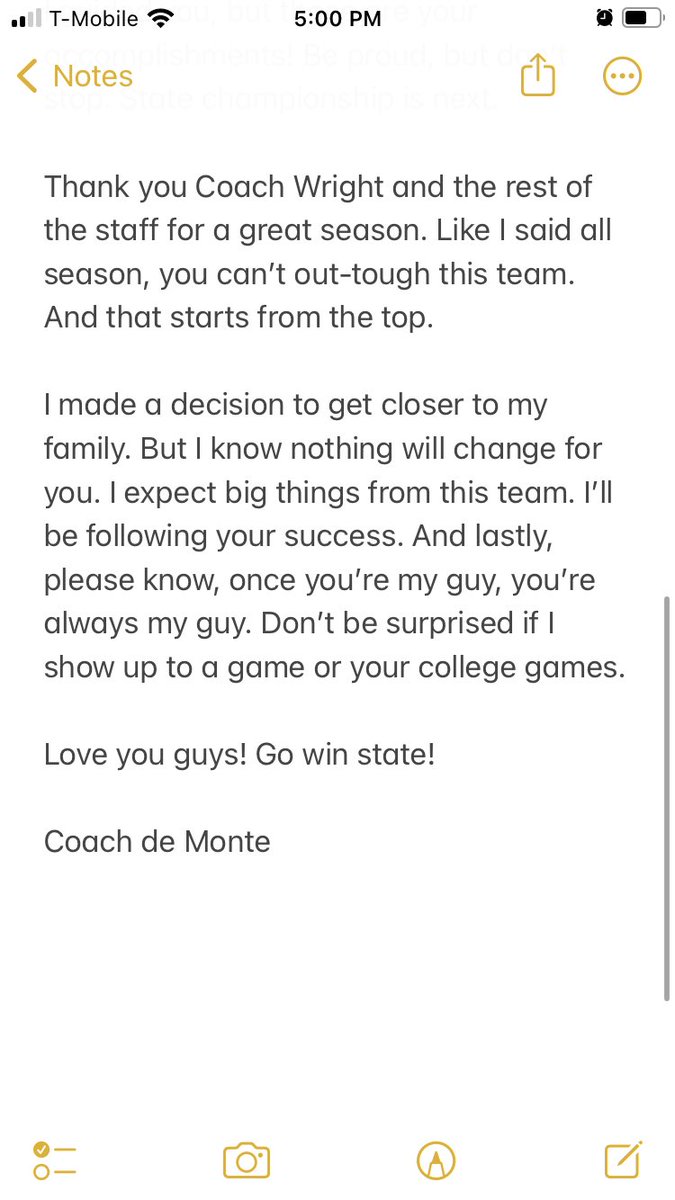 To my Cross Football Trojan family. Thank you for a great run last season! Love you guys. Once you’re my guy, you’re always my guy! #GoTrojans #GoStags #Cominghome