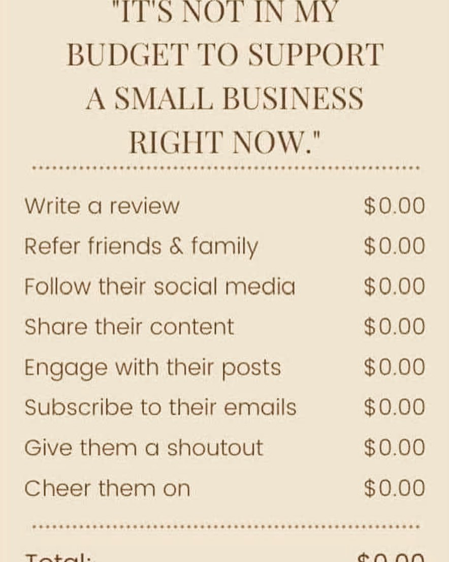 PrettyBakedBakr's tweet photo. Can't financially support a small business????
#writeareview #Referral #socialmedia #sharecontent #Shoutout #Repost https://t.co/S5mZmy6wft