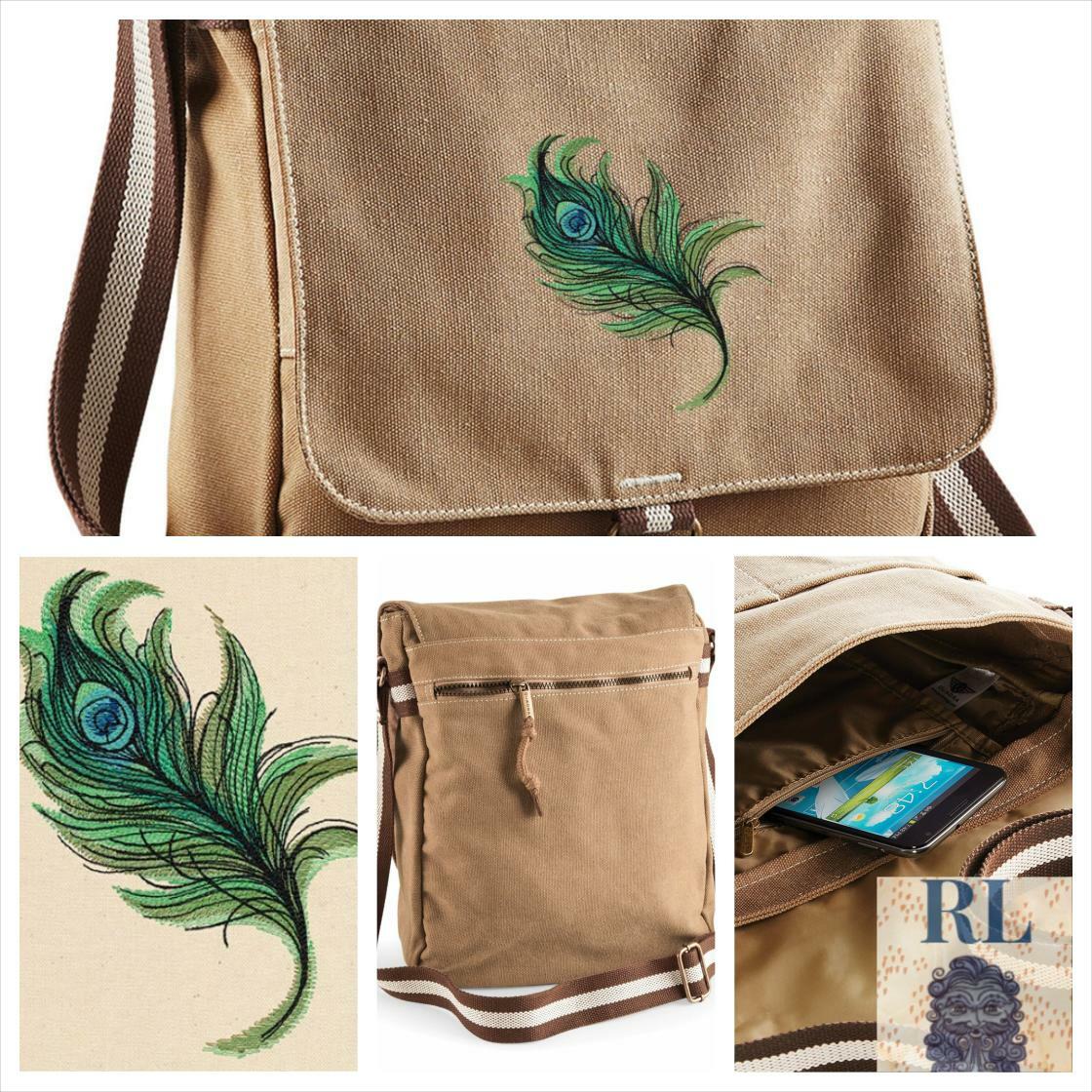 🐕 Big deals! Painted Peacock Feather Embroidered Canvas Field Bag only at £39.75 on etsy.com/listing/961570… Hurry. #CanvasBag #FieldBag