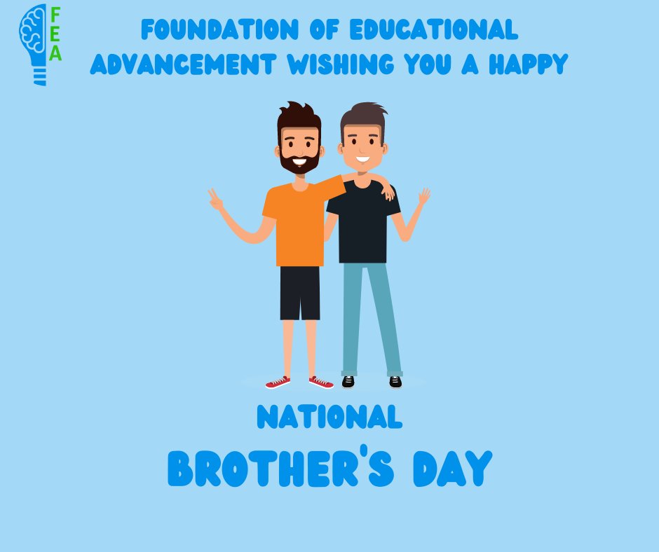 FEA_Charity's tweet image. 🎉 Happy National Brothers Day! 🎉

Today, we honor the bond between brothers and celebrate their invaluable contributions to families everywhere. Let's cherish the special connection we share with our male siblings. Tag your Bro! #NationalBrothersDay #FamilyBond #FEACharity