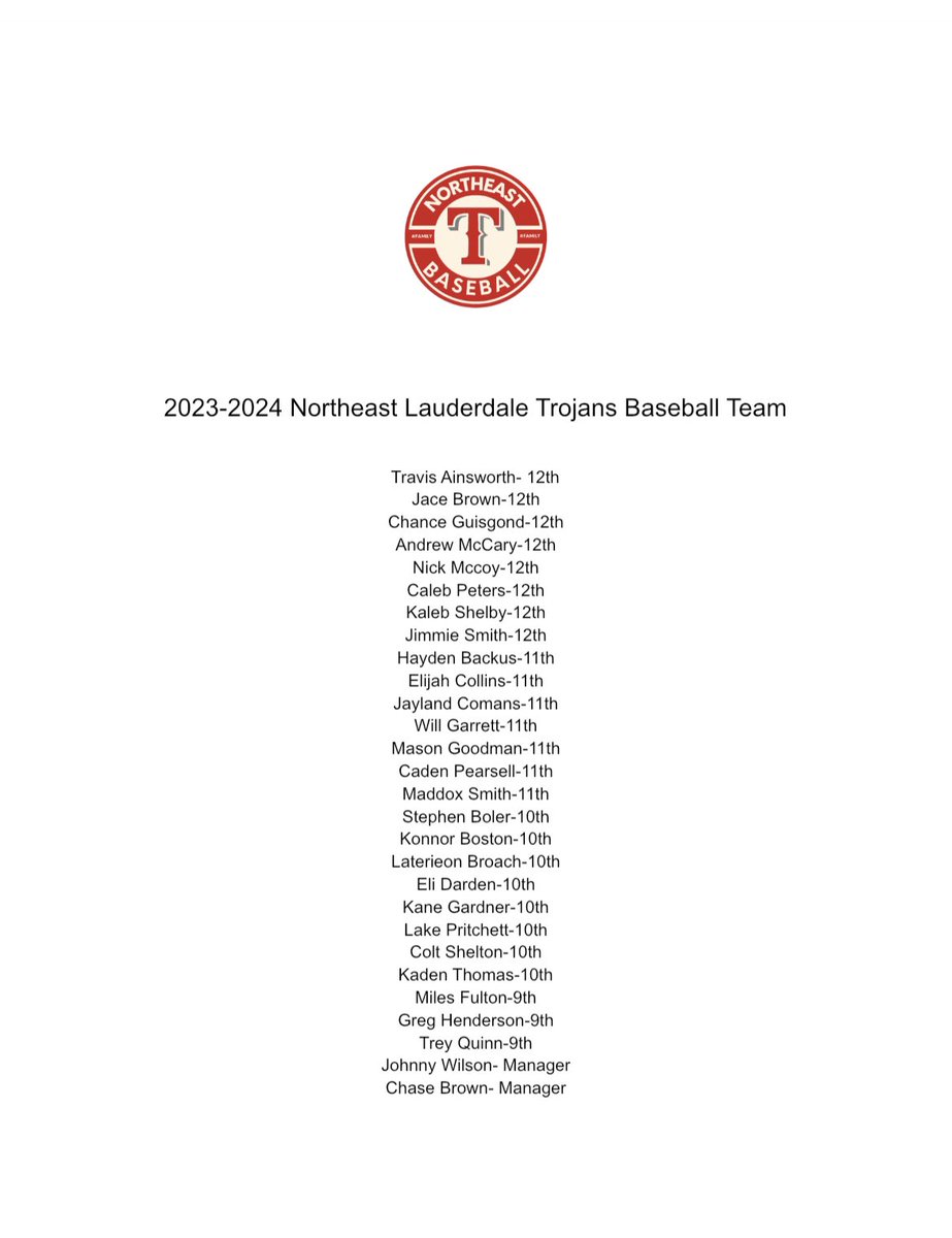 Introducing your 2023-2024 Northeast Lauderdale High School Trojans! #Family