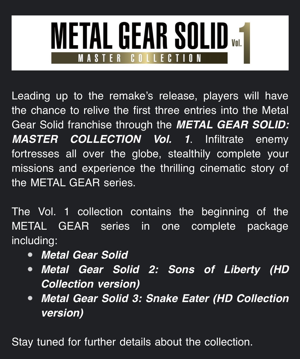 METAL GEAR SOLID 2: Sons of Liberty - Master Collection Version