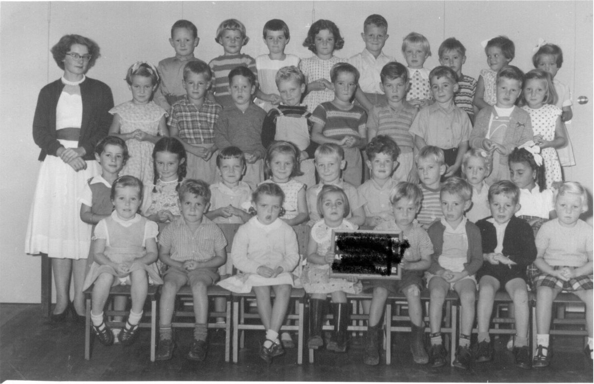 sues1952's tweet photo. Me in kindergarten back row 4th from right. And my first class as a public school teacher. #ProudToBePublic https://t.co/Y79jLoFE1B