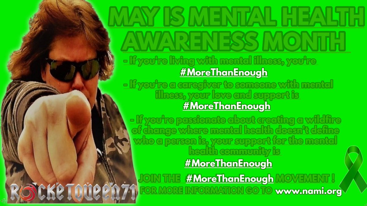 HIYA,TWITTERVERSE! MAY IS MENTAL HEALTH AWARENESS MONTH! SHARE YOUR STORY ABOUT YOURSELF, YOUR LOVEDONE(S) ,OR FRIEND(S) . JUST BY YOU SHARING ON HERE ,IT'S #MoreThanEnough TO SPREAD THE MESSAGE OF HOPE FOR THOSE ARE STRUGGLING! #MentalHealthAwarenessMonth  <a href="/aodstreamteam/">AdaptorDie</a> <a href="/sme_rt/">streamachine retweets 🇬🇧</a>