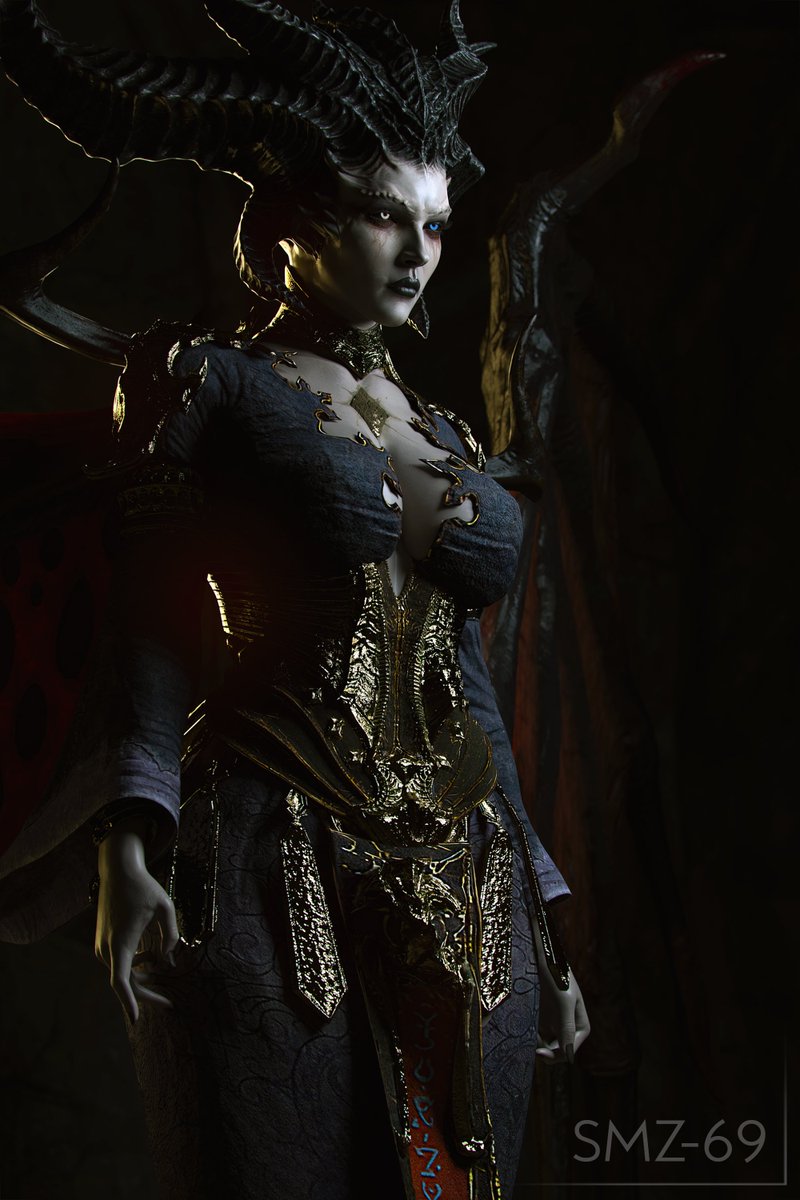 Lilith 😈

She's also almost done, super happy about how she turns out. 🥳

#DiabloIV #Lilith