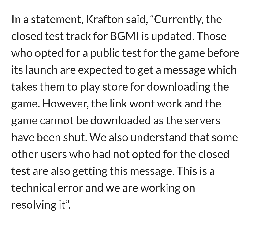Techinfoeditor's tweet photo. BGMI is Not available for everyone currently: #Krafton confirmed.
The game is not available to download for everyone, as it is Not released to the public yet. The company was running a close track testing for beta users only.
@BgmiDev @KraftonIndia
#BGMI #BetaUsers #exposed https://t.co/YAAhap6NKA