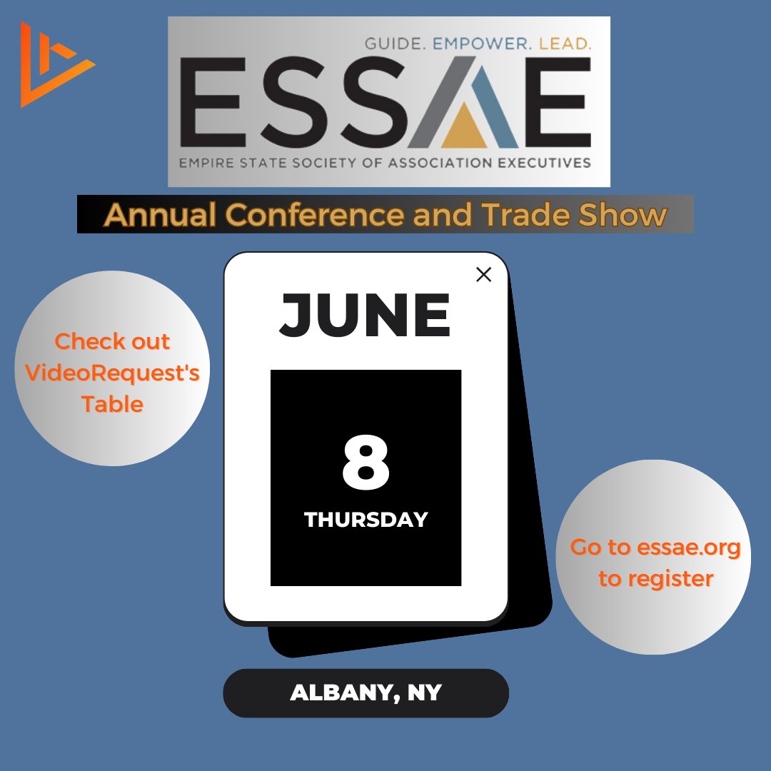 Come check out VideoRequest’s table at ESSAE’s Annual Conference and Trade Show in Albany, NY on June 8th! Go to essae.org to register!

#VideoMarketing #nonprofit #association
<a href="/TerryNawrot/">Terry Nawrot</a>