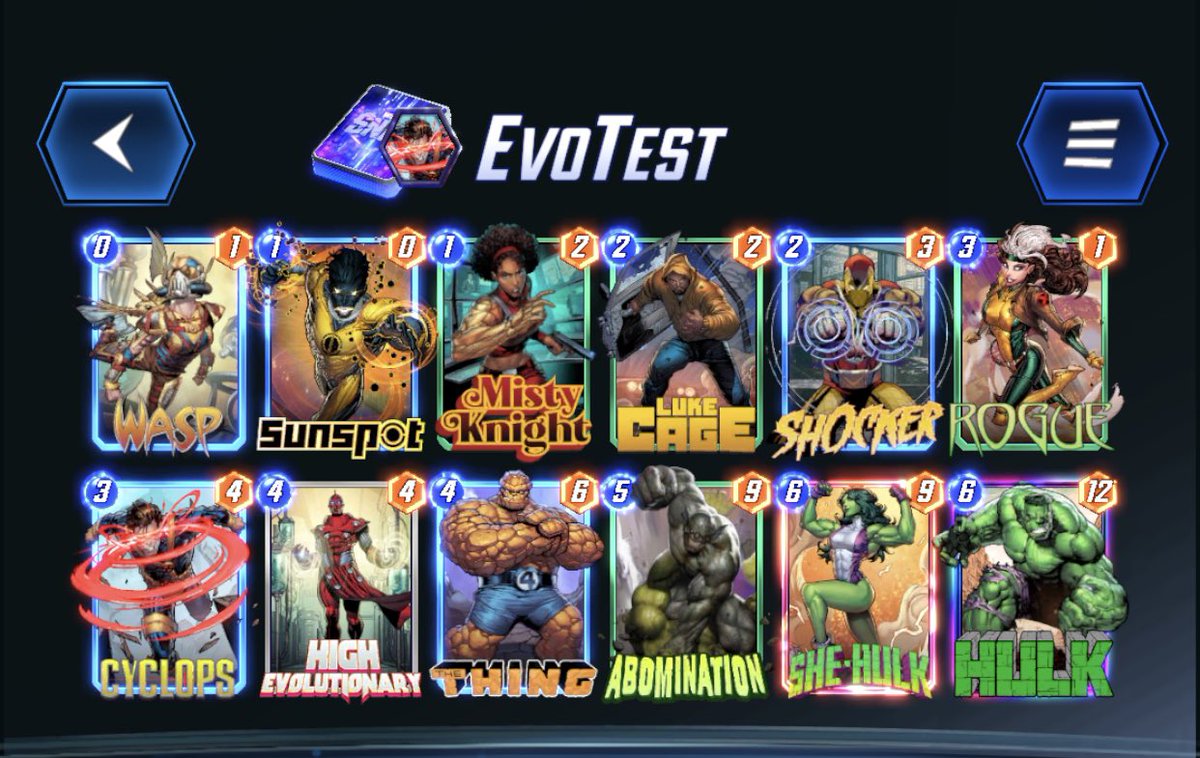 Spartan901's tweet image. So very small sample size but so far with this High Evolutionary deck… 7-0 😂😂  #MarvelSnap #highevolutionary