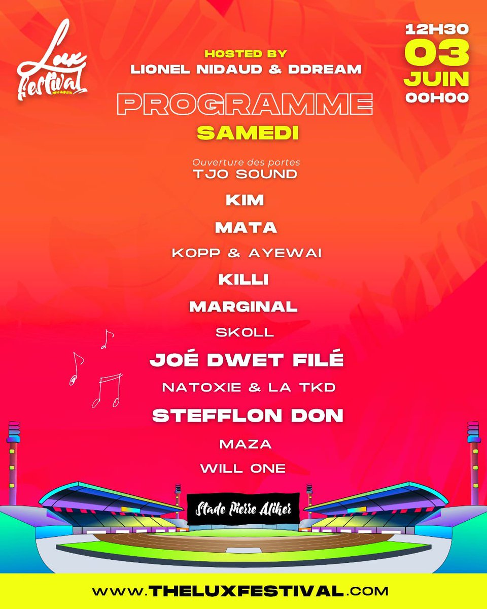 LuxMusicFest's tweet photo. Et voici le tant attendu ✨ programme ✨🤌🏽 du #LUX23 !

Que ce soit le samedi ou le dimanche, on a un programme COMPLET ! 😍

Moi je viens, et vous ? 😇

🎟️ https://t.co/eCRjhOaI4Q https://t.co/Ztbk5ZAyII