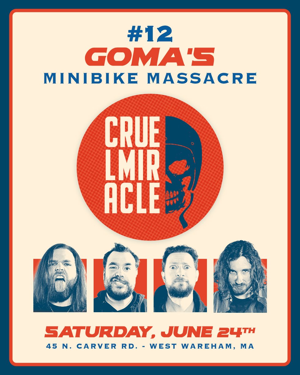 Quick break from writing new music to officially announce our involvement w/ the show of summer 2023. Nothing more than Goma's Minibike Massacre.
6.24.23 - SAVE THE DATE
Y'all know what this is about: Rock Music, Motorcycle Races, Camaraderie &amp; Good Times. Get Stoked! ⚡️💀⚡️