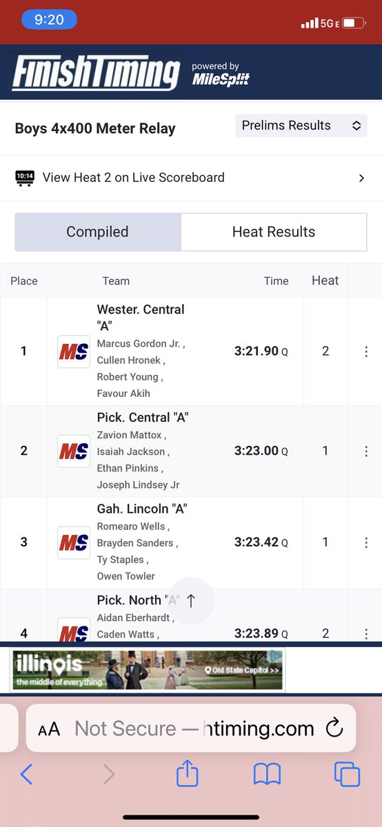 Upper Arlington and Westerville Central had the top qualifying times in the 4x400m relay to conclude the evening at Pickerington North.