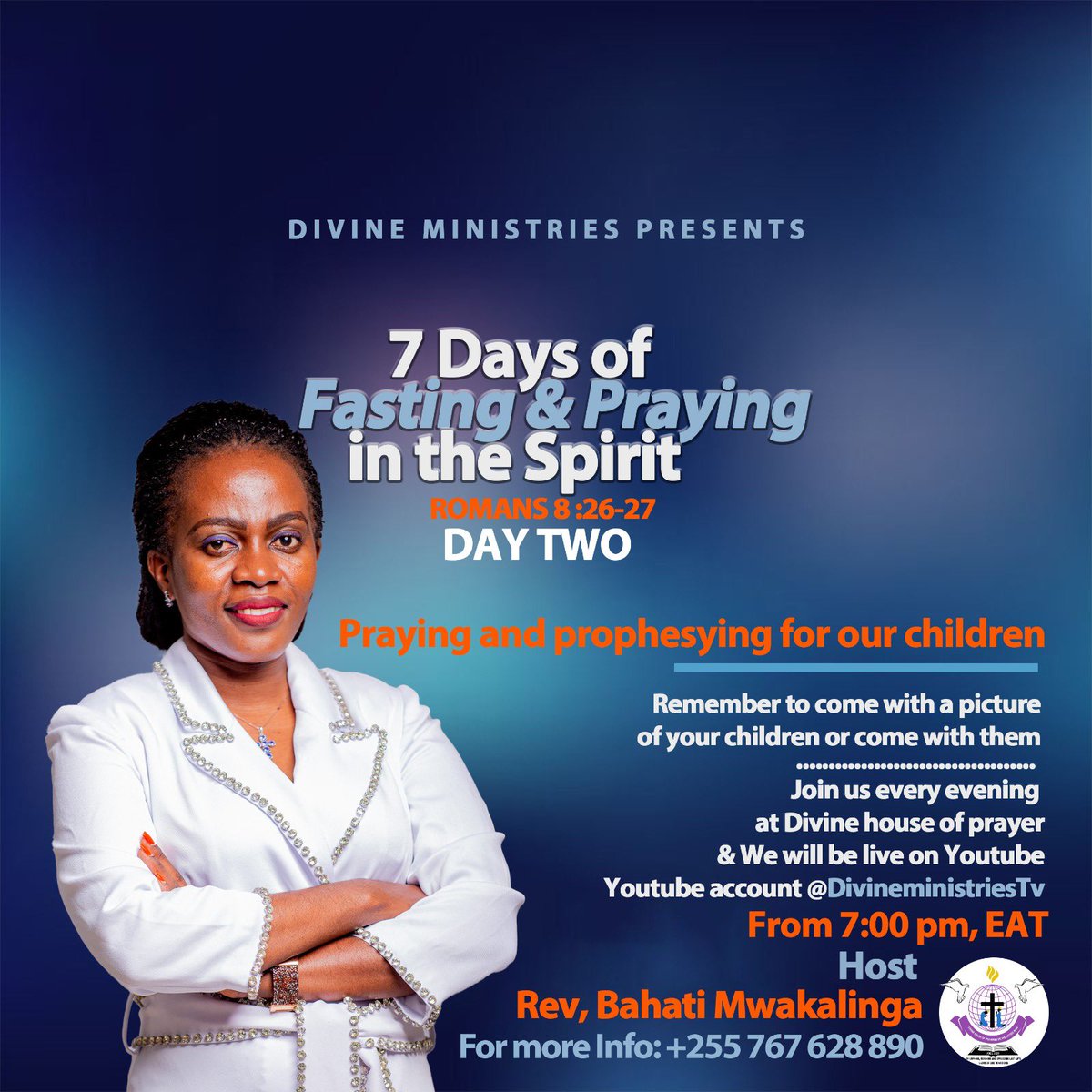 RevBahati's tweet photo. JOIN US AT 7:00PM EAT AT DIVINE HOUSE OF PRAYERS 
AS WE PRAY AND PROPHESY FOR OUR CHILDREN.

And Live on YouTube @Divine Ministries Tv
You are blessed https://t.co/oWMXowYMMj