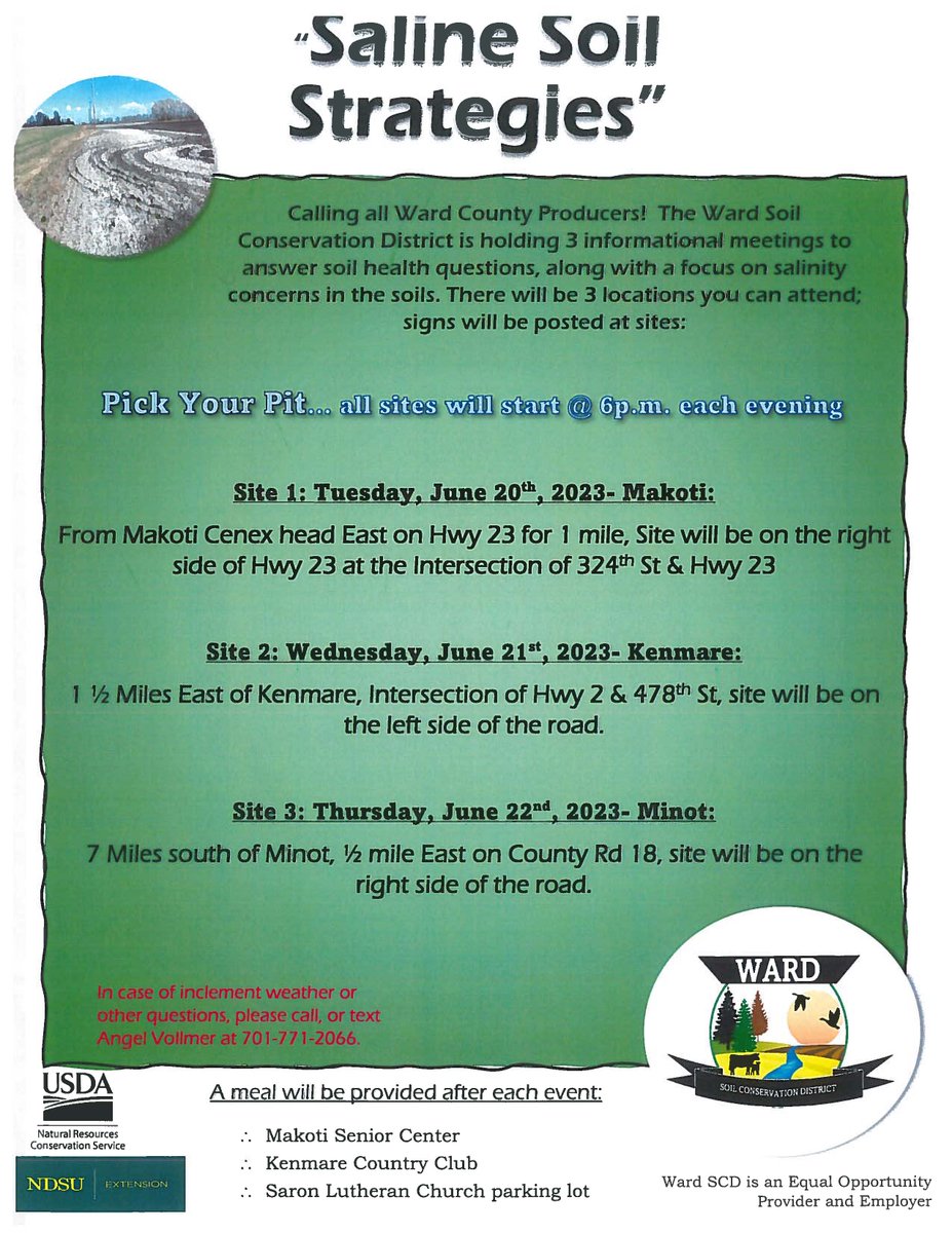MouseRiverCDU's tweet photo. Mark your calendars!  Great opportunities for the Mouse River producers! https://t.co/t6VWMzxDpF