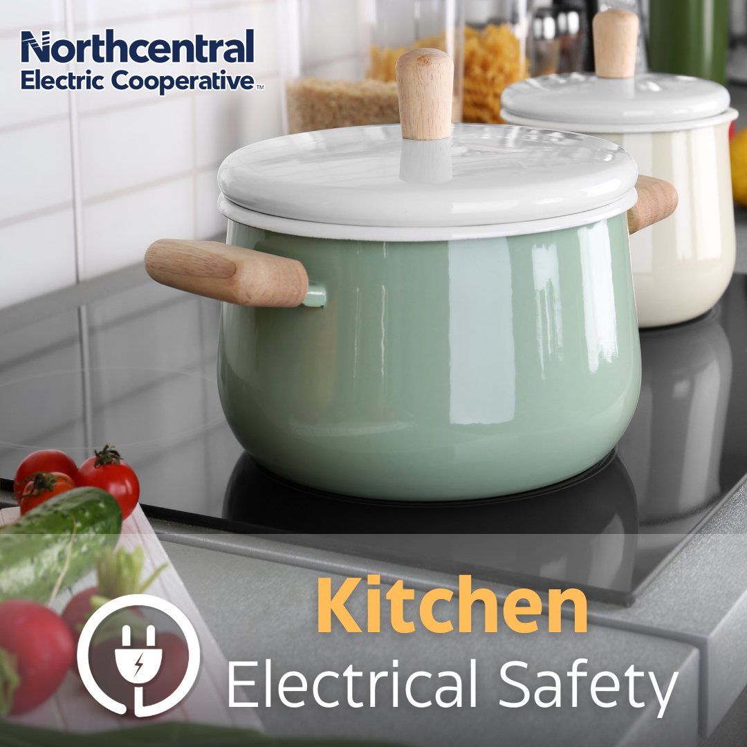 Electricity and water aren’t friends. If you have a grease flare up on your electric stove, remember to grab baking soda not water to put it out. Also, consider purchasing a fire extinguisher that is designated for kitchen use. #ElectricalSafetyMonth #PlugIntoSafety #coopstrong