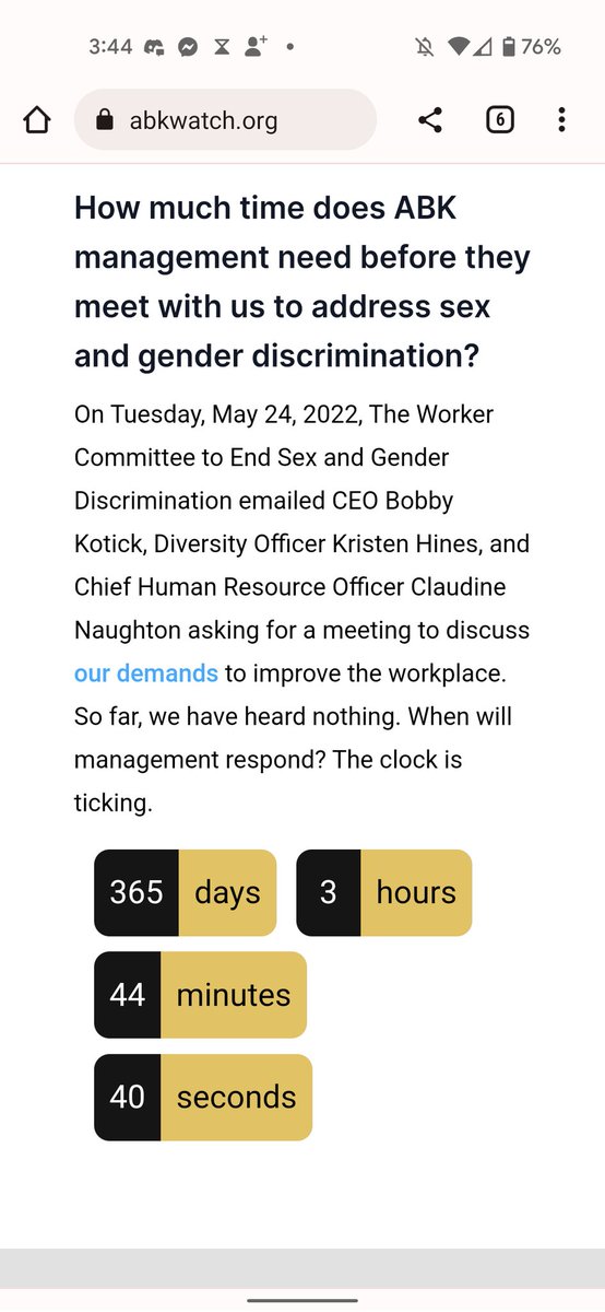 Today marks exactly 1 year since our Worker Committee to End Sex and Gender Discrimination requested a meeting with management to discuss ways to improve our workplace regarding sexual harassment and gender discrimination. We have never received a response.