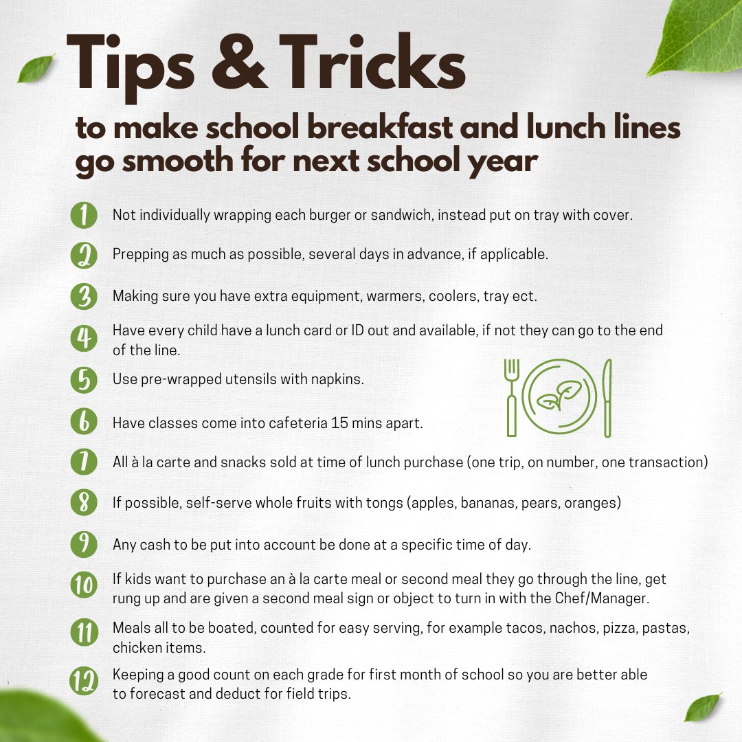 Healthy School Meals for all next year will allow many more children to receive nutrient-rich school meals for free. This will also mean more students going through the breakfast and lunch lines daily. Here are a few “Tips and Tricks” to help smooth the days! #schoollunch