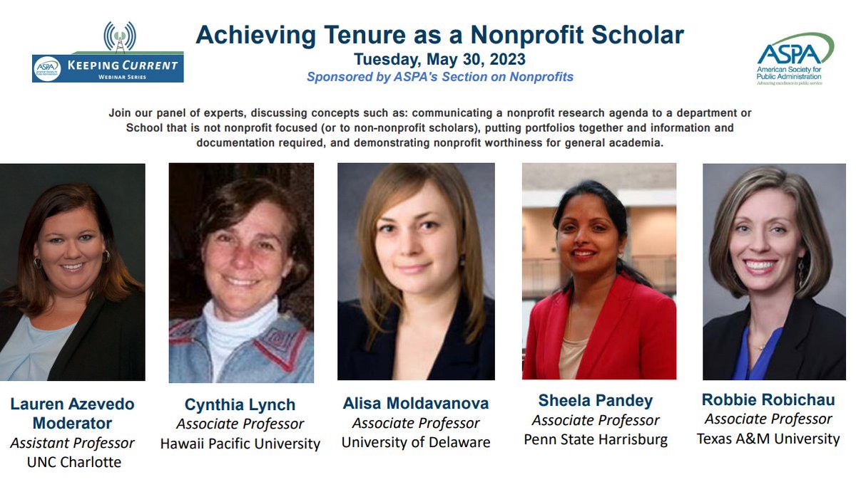 Join this awesome webinar from the ASPA Nonprofit Section: register.gotowebinar.com/register/13668… We are looking forward to see you on May 30!