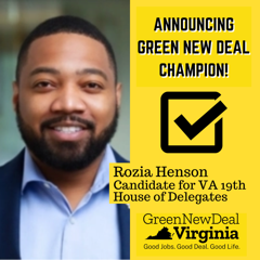 I am glad to be a champion of the @GreenNewDealVA! We must address the climate emergency in the Commonwealth of Virginia and create thousands of good jobs while doing so!