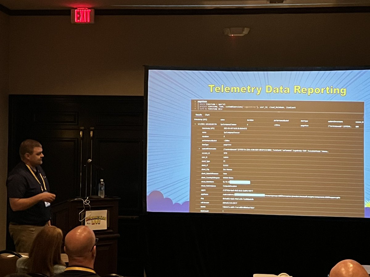 New #D365FO security session right now from <a href="/alexmeyer_ITGuy/">Alex Meyer</a> at #dynamicsconlive  Diving into the now available telemetry data and how you can use #PowerBI or .net code to see what users are actually doing with the access they are provisioned.  #GRC #Identity #ControlsMatter