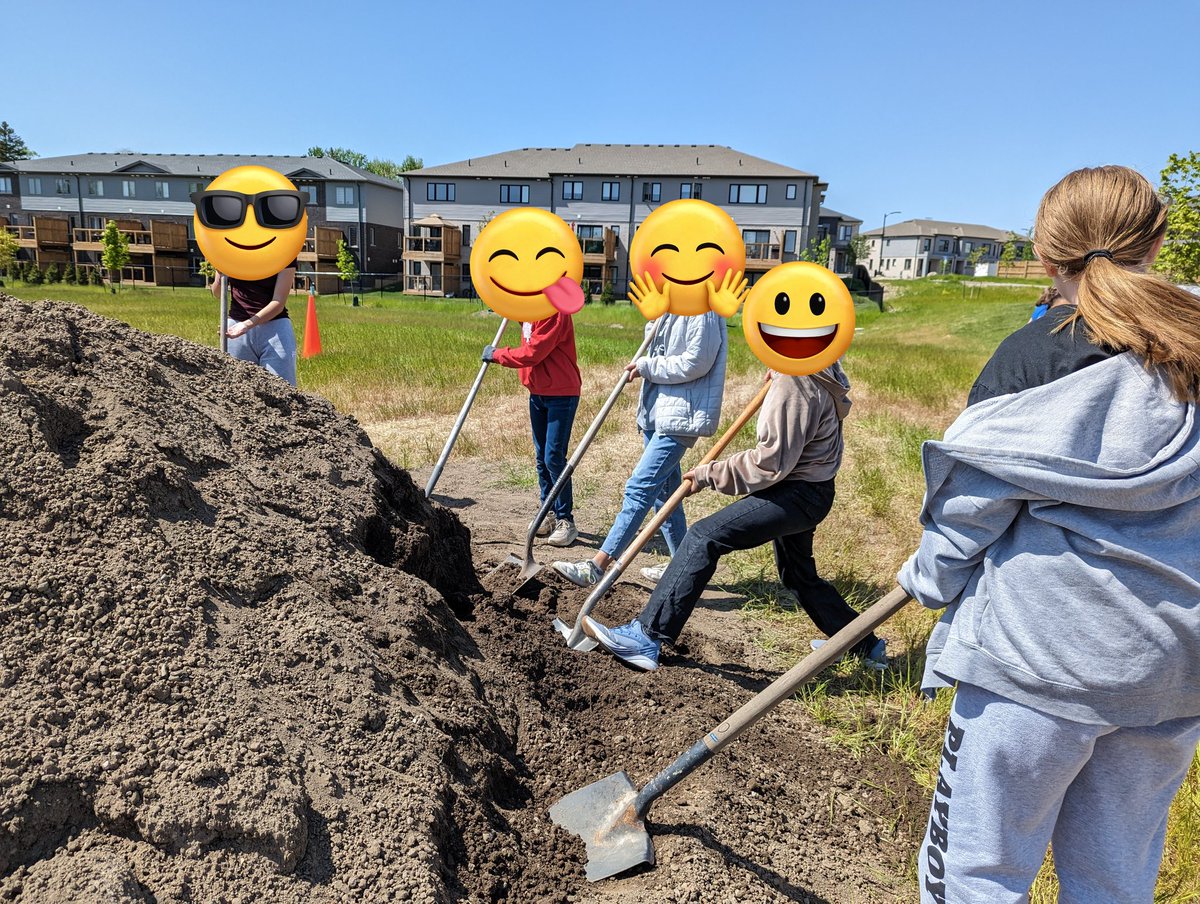 Wonderful to see the progress made today on our community garden. Two garden beds built and partially filled with soil. So grateful for all of the hard work being put in by our lovely grade 7 students. #OCProud