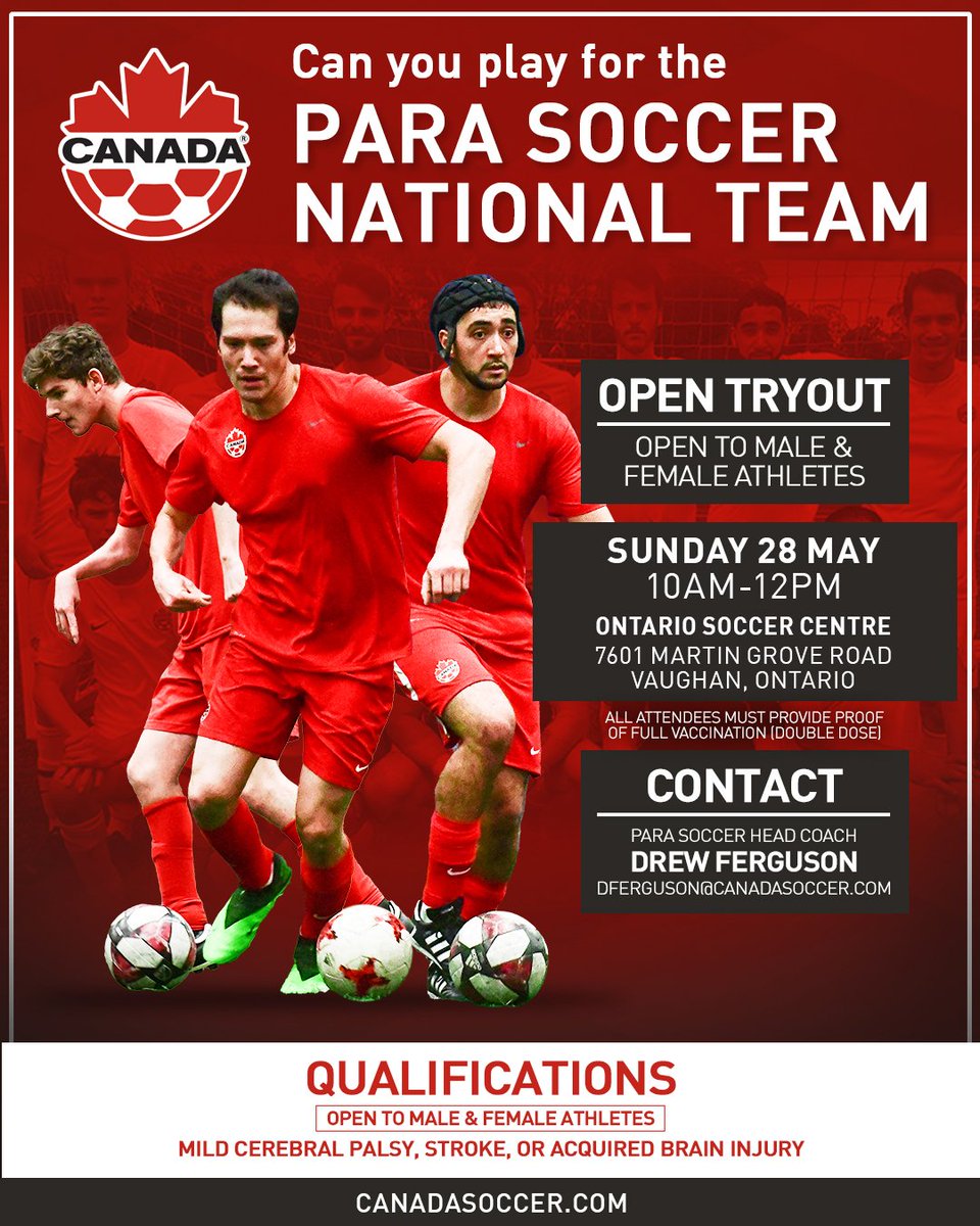 Fergee29's tweet photo. Calling all Para athlete's interested in playing soccer for Canada https://t.co/MJ7A8Xapt3